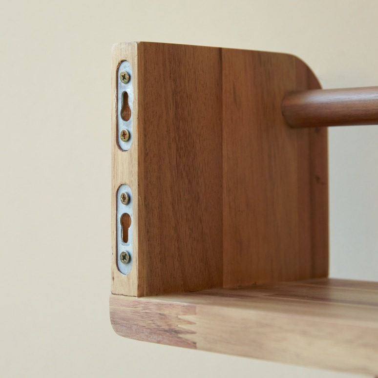 Lila - Portasciugamani da parete in legno di acacia massello 60 cm